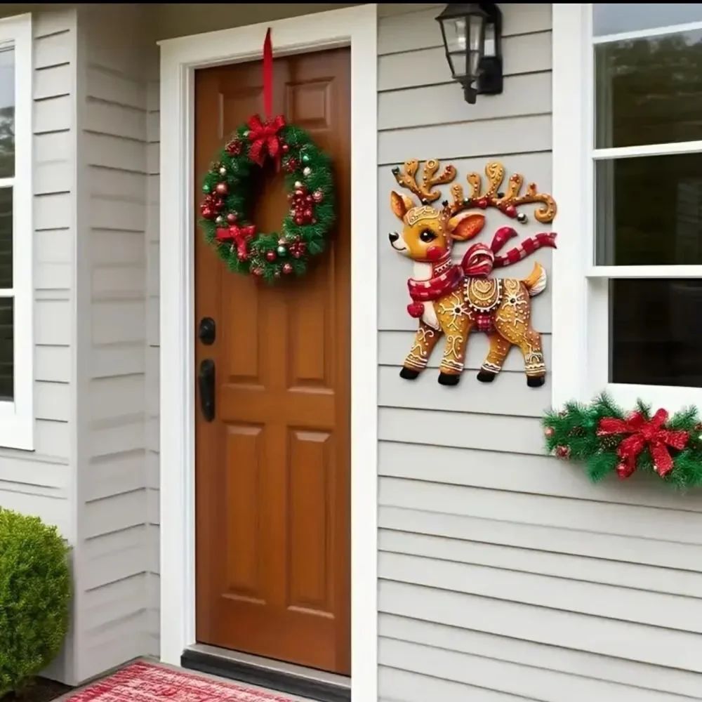 Handmade Metal Christmas Gingerbread Reindeer Indoor or Outdoor Wall/Door Decor - Picture 2 of 7